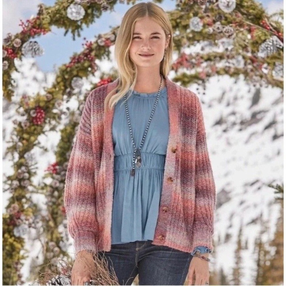 Sundance | Women's Northern Lights Cardigan Ombre Stripe Alpaca Wool Blend Sz L